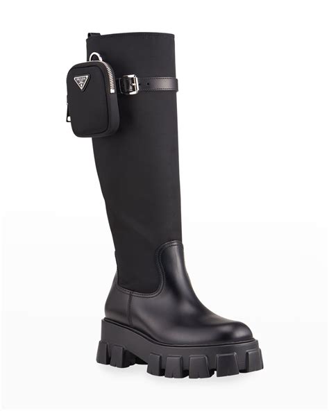 prada nylon zip-pocket platform riding boots|Prada Livermore.